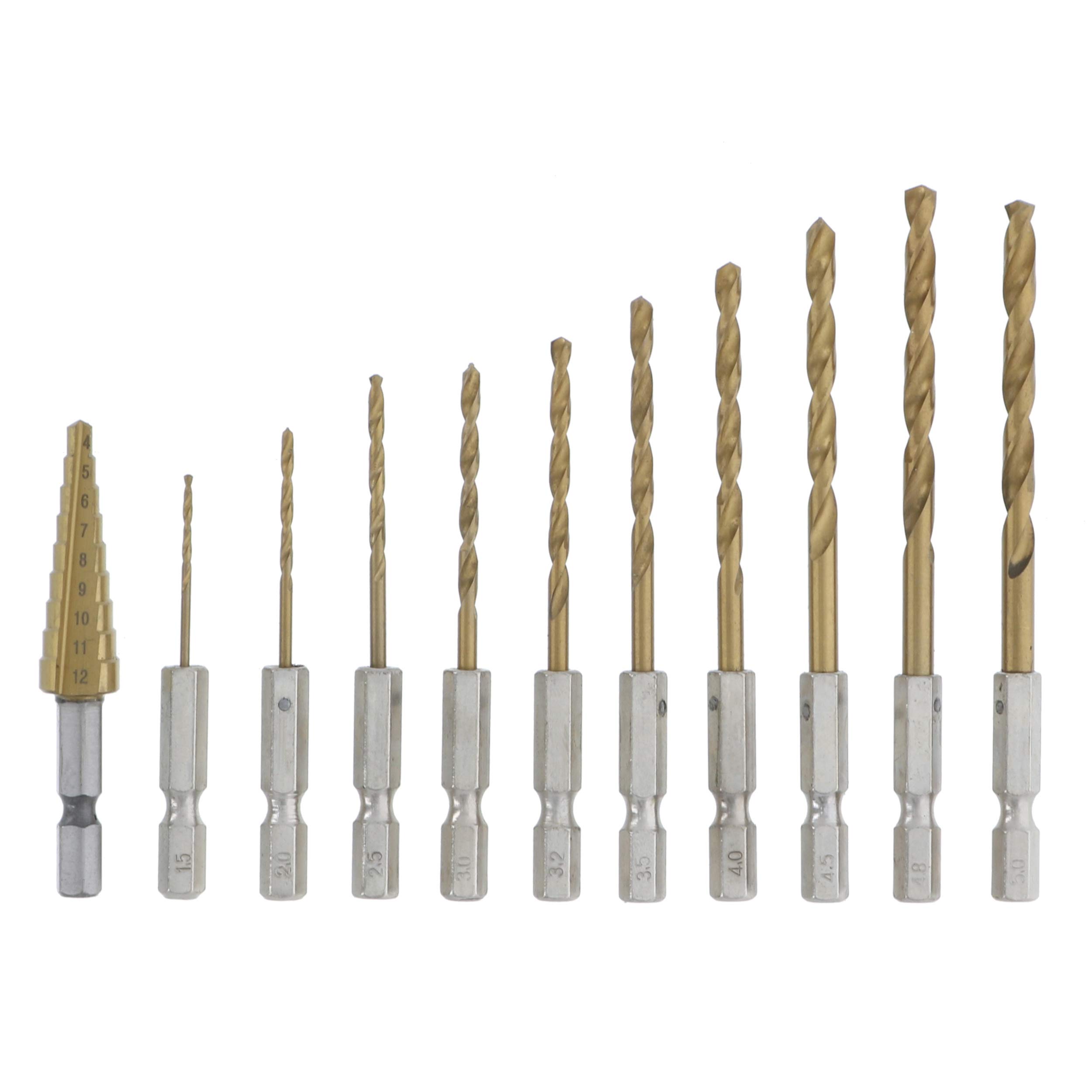 

Takagi EARTH MAN General Steel Hexagonal Step Drill 35632 Drill, Shaft, Included, 11-Piece Set, No.