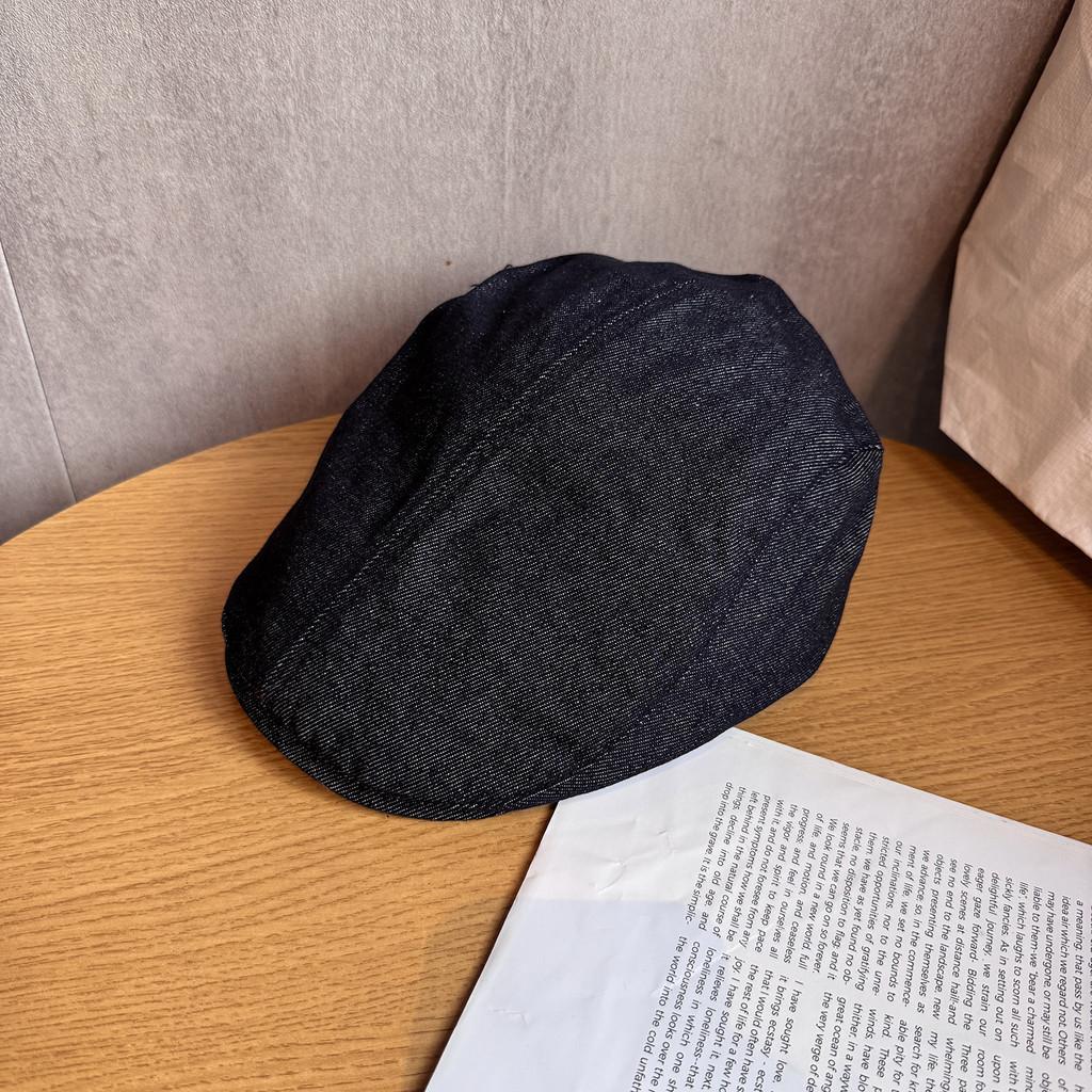 Artistic Color Solid Style Newsboy Hat Short Brim Washed Denim Daily Fashion