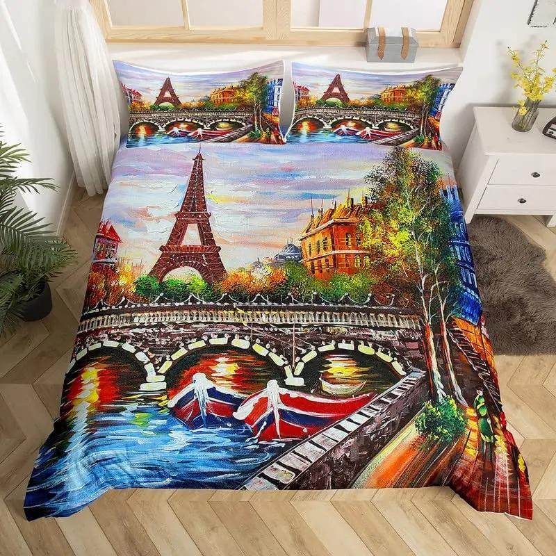 Bridge Landscape Digital Printing Duvet Cover Set For Kids Boys Girls Polyester Bedding Set Double Single Size With Pillowcase