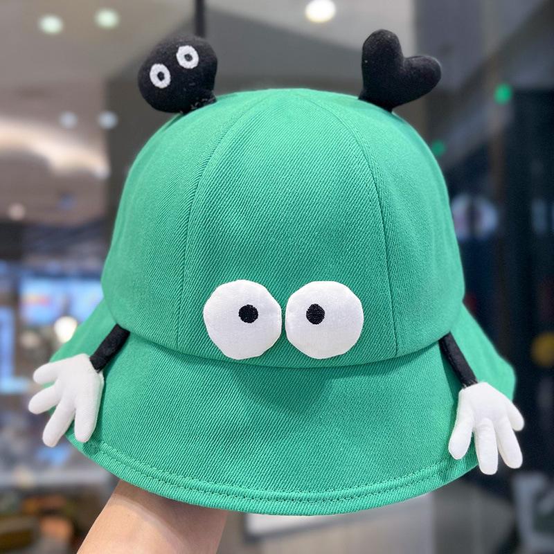 New cute cartoon fisherman hat children spring and summer little monster sunshade sunscreen basin hat shows small face