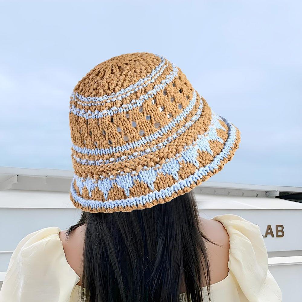 Chapeau de soleil ajouré Panama respirant Chapeau de voyage Mode Chapeau bob Été