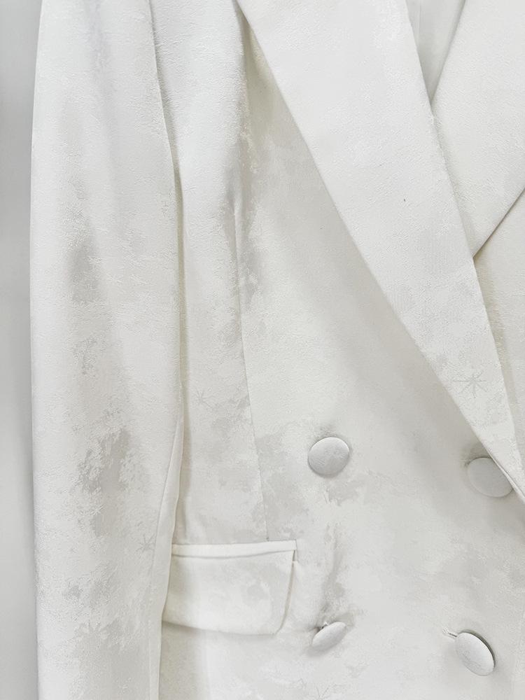 In Stock: 2025 European & American Celebrity Fashion Elegant Jacquard Double-Breasted Suit Jacket Set