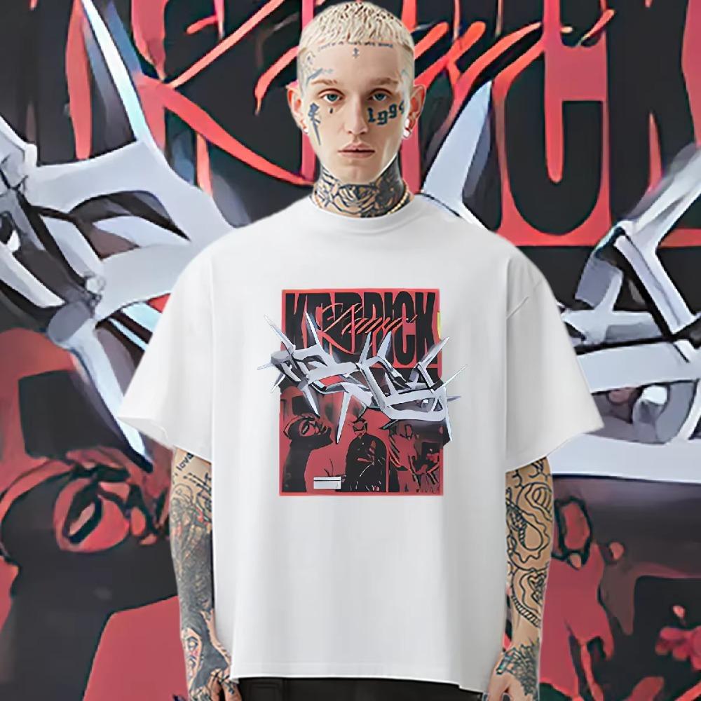 Silver Chain Round Collar Loose Short Sleeve Tops Harajuku Men's Clothes Graphic Hip-Hop Tee Fashion T Shirt Frivolous Tees