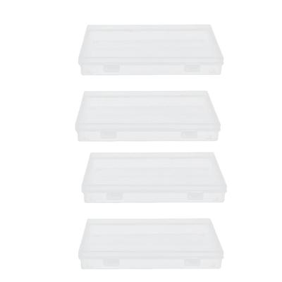 4pcs Flap Lid Hinged Cover Box Transparent Multipurpose Storage Box Office Supplies