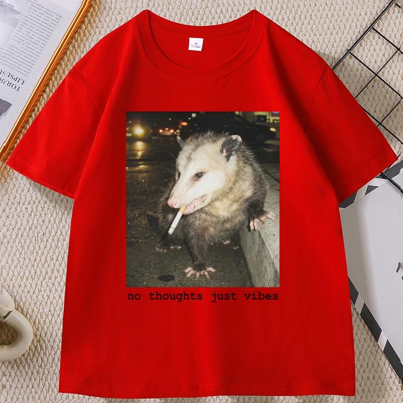 No Thoughts Just Vibes Opossum tShirt Funny Possum Meme Tee Graphic TShirt Vintage Streetwear unisex high quality top S