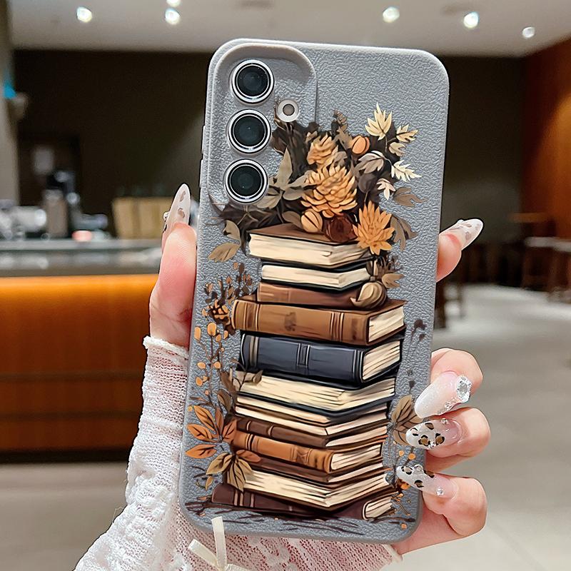 Cartoon Books Pattern Case For Samsung Galaxy S24 S25 Ultra Edge S23 Plus S22 S21 FE A34 A54 A15 A35 A55 A16 A26 A36 A56 5G Capa