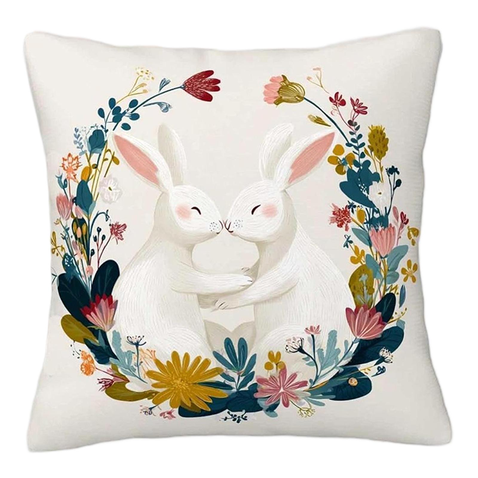 Pillowcase Bunny Easter Egg Linen Printed Pillowcase