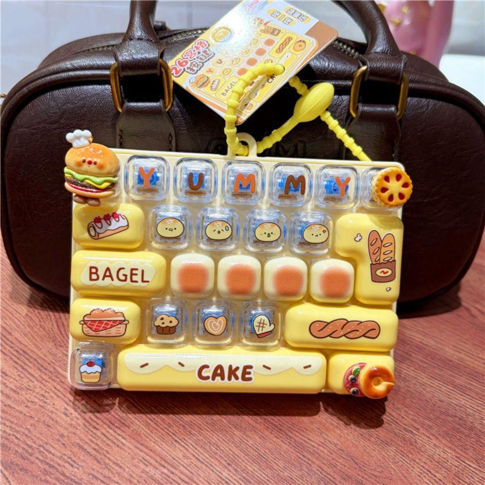 26-key Keyboard Keychain Pressable Keys Press Button Toy Cute Mini Keyboard Charm Gifts
