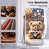 Handmade PU Leather Flip Case for Samsung A06/A06 5G (SM-A065F/A066B/A066M)- Anti-Slip Shockproof Cover with Wrist Strap & Heart/Rose Cat Designs