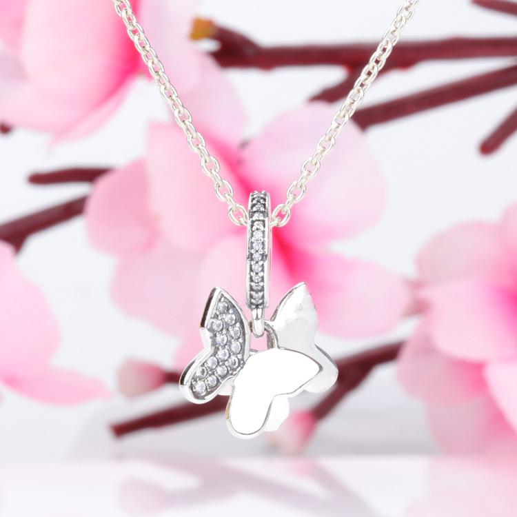 Panjia S925 Sterling Silver Dancing Butterfly Pendant - Fashionable and Versatile. Silver