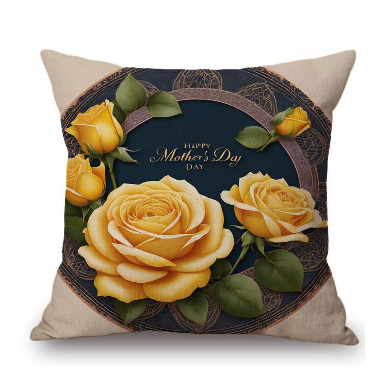 Flower Wreath Floral Letter Art Mother Day Gift For Mama Gratitution Decorative Sofa Throw Pillow Case Linen Cushion Cover