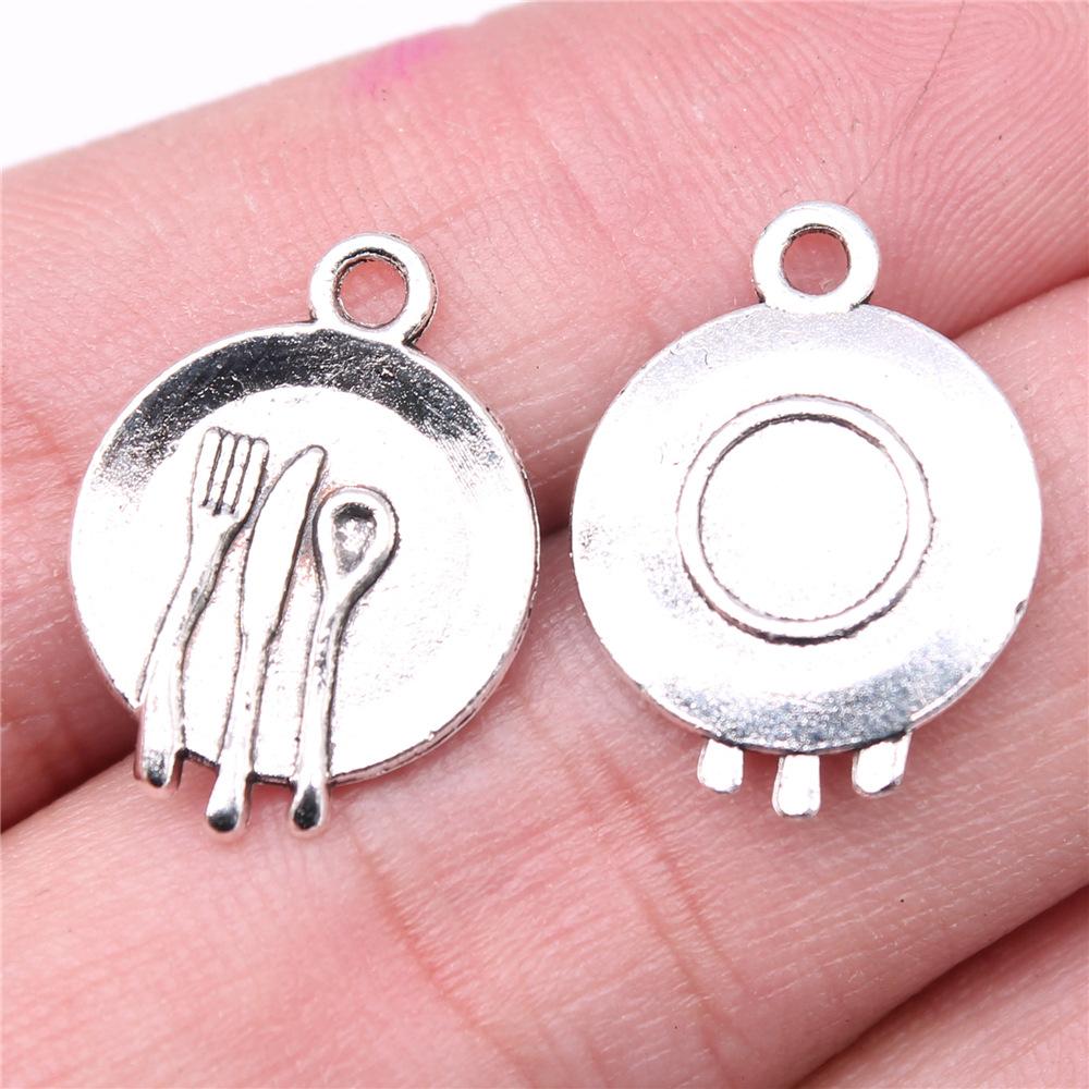 20pcs Tableware Dinnerware Dinner Set Dinner Service Knife Spoon Fork Charms For Jewelry Making DIY Crafts
