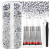 12 Color Transparent Nail Art Rhinestones Kit With 6 Shapes For DIY Manicure Includes Tweezers And 3 Glues