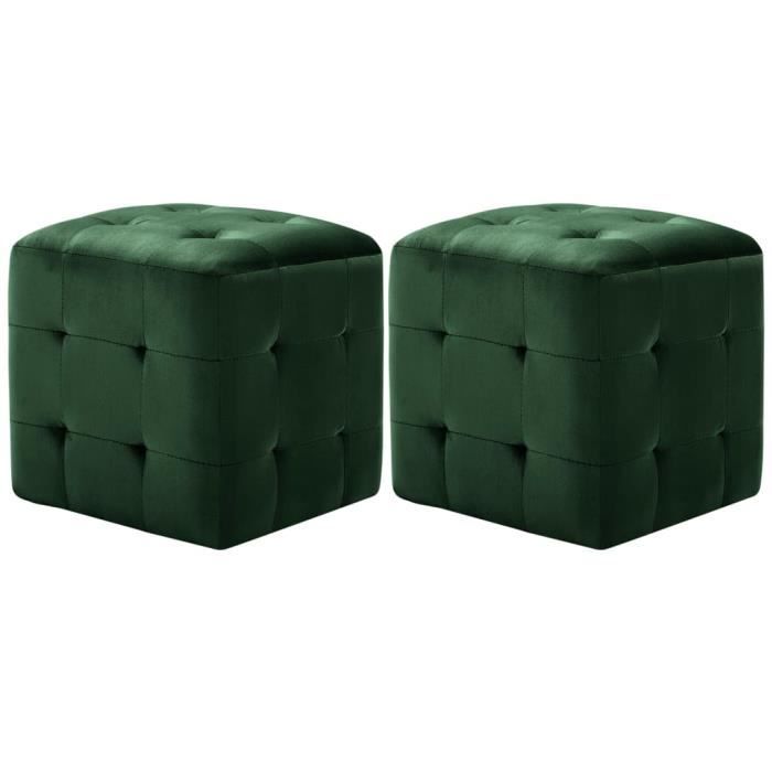 VidaXL 2 Pcs Poufs Green 30 X 30 X 30 Cm Velvet Fabric