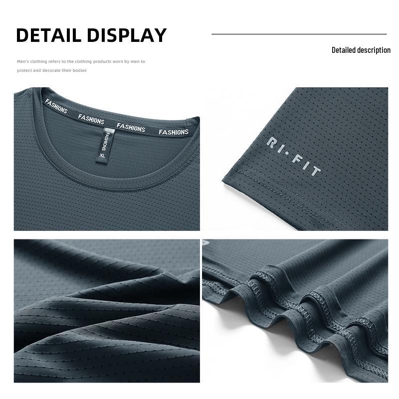 Men's Plus Size Quick-drying Ice Silk Short Sleeve Sports T-shirt