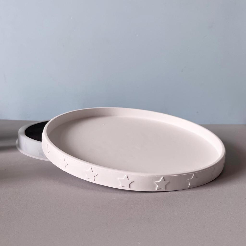 Christmas Tray Plaster Mould Decorative Silicone Craft Mould Round Tray Mold White Pentagram Silicone Mould For Crafting Diy