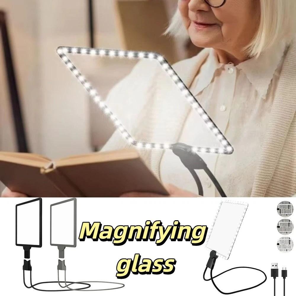 with 50LED Lights Hands Free Magnifying Glass Large Mirror LED Magnifier Magnifying Lamp Reading