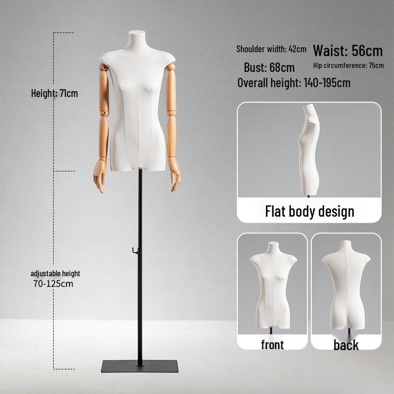 Adjustable Height Mannequin Stand with Arms for Women's Clothing Display