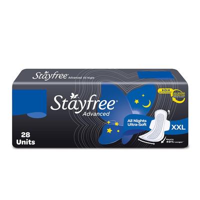 Advanced XXL All Night Soft Cover Sanitary Pads For Women With Wings, 28 Pads