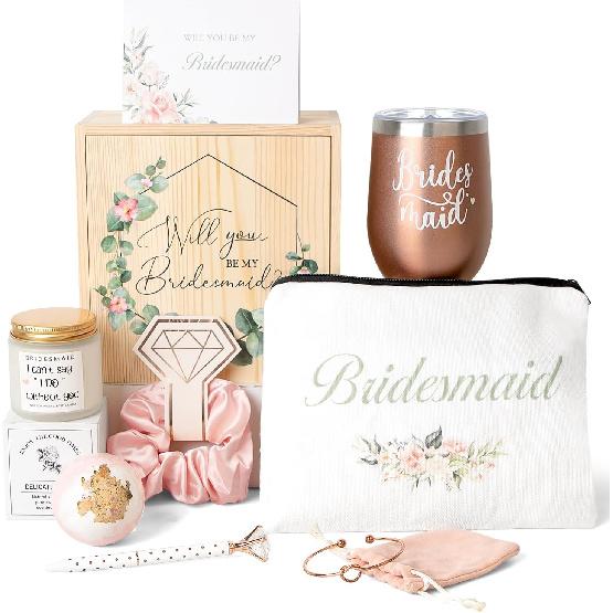 Подарки для предложения подружке невесты, Коробка для предложения подружке невесты, Подарок  Будешь ли ты моей подружкой невесты  Деревянная коробка, Подарки для девичника, 12 унций Нержавеющая сталь Вино