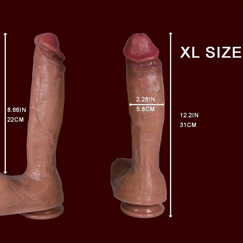 Extra Long Huge Thick Dual Density Dildo with Suction Cup, Realistic Giant Curved Soft Silicone Dildo, G-Spot and Anal Sex Toys for Men and Women