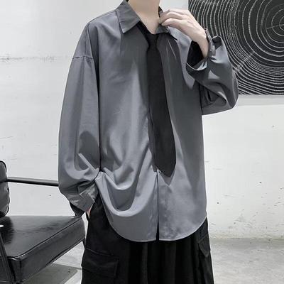 Übergroßes ätherisches Hemd für Herren: Schlitzohrig gutaussehend, Minimalistisch, Vielseitig, High-End, Langärmelig Sommer DK Stil