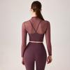 Womens Long Sleeve Yoga Top With Cutout Detail High Neck Breathable Mesh Fitness Wear