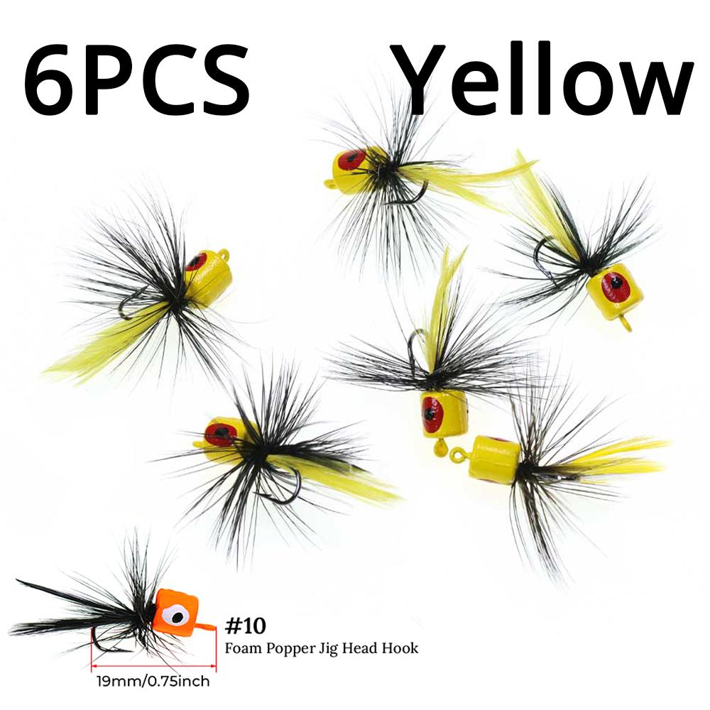 #10 Foam Popper Flies Fly Fishing Lures, Floating Topwater Dry Flies Bugs for Bass Trout Panfish Sunfish Saltwater Freshwater Bait Tackle