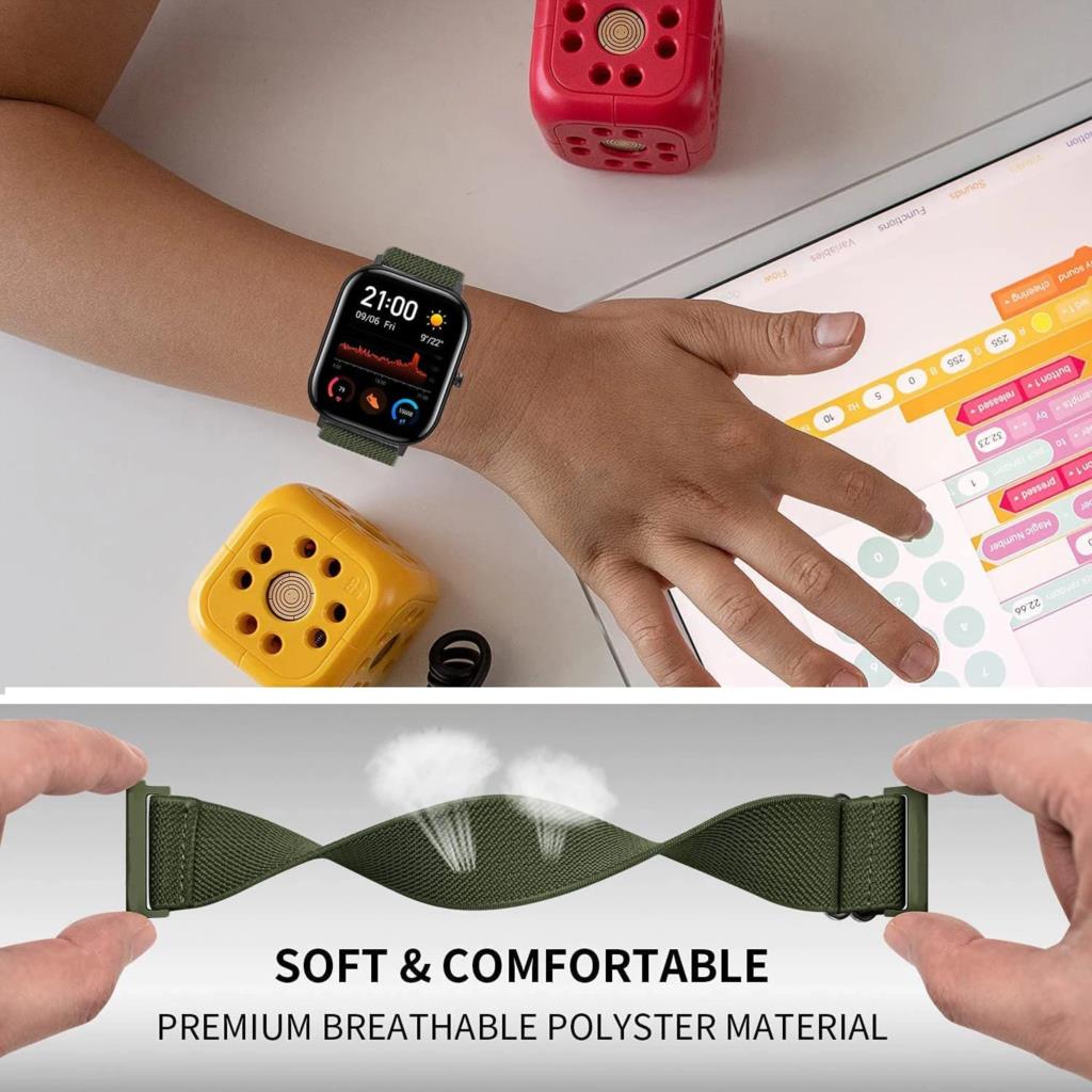20mm/22mm Band For Amazfit GTS 4/2/GTS2 Mini/GTR/4/3/Pro/GTR2 Nylon Elastic Watch Bracelet Amazfit Bip 6 5/Active 2/Helio Strap 3