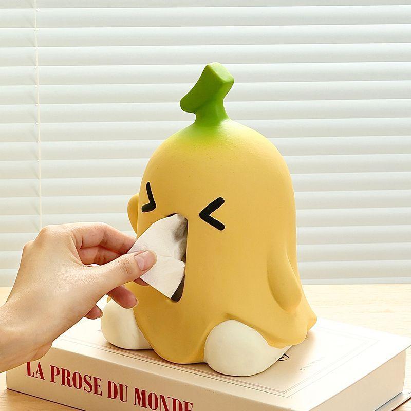No Banana Green Tissue Box Creative Banana Tissue Box Household Living Room Desktop Art Decoration Ceramic Paper Storage Tools