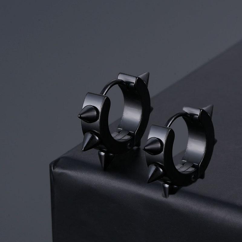 

Черный панк-рок, мужские и женские конические заклепки с пирсингом, ювелирные изделия для ушей, серьги-кольца геометрической формы, эффектный подарок чёрный