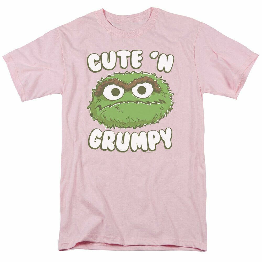 26 Sesame Street Cute n Grumpy T Shirt Mens Licensed Classic TV Oscar Light Pink Unisex T-Shirt L