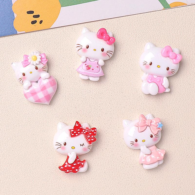 20/100PCS Cartoon Bright Face Dress Up Kitten DIY Resin Accessories Handmade Hair Clip Phone Case Water Cup Headwear Accessories
