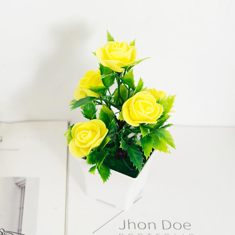 Artificial Plants Small Bonsai Home Christmas Wedding Decoration Fake Flowers Rose Potted Ornament Office Garden Desk Accessory