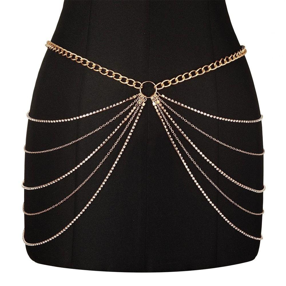 All-match Crystal Korean Body Chain Metal Waist Belts Waist Corset Chain Belts Women Waist Chain