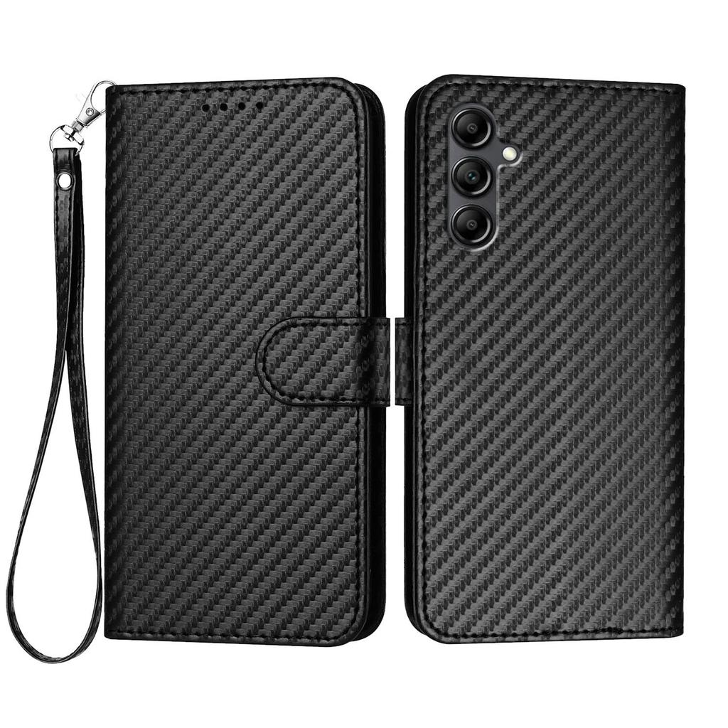 For Samsung Galaxy A17 5G/A17 4G/A26 5G/A16 5G/A16 4G Wallet Case with Strap Carbon Fiber Texture Leather Mobile Cover