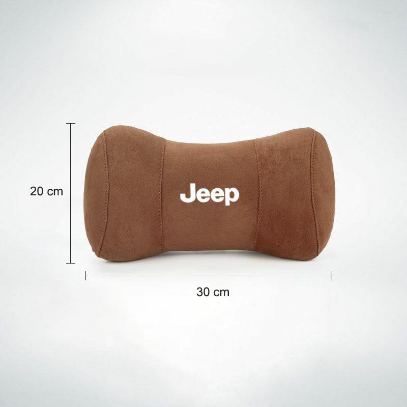 Cup Holders Car Seat Suede Memory Cotton Neck Pillow Headrest For Jeep Grand Cherokee Wrangler JK Gladiator Compass Renegade Wag