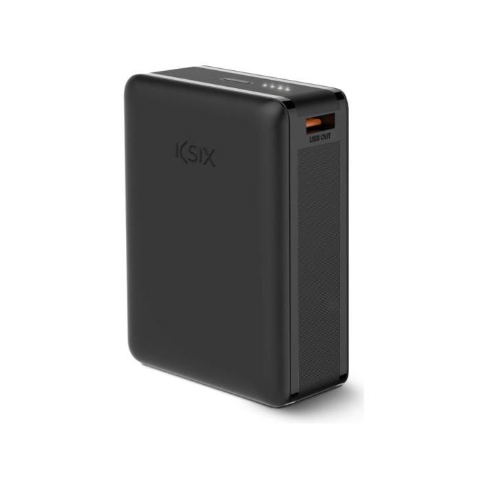 Powerbank ksix mini lithium polymère 10 000 mah 10 w câble usb-a vers usb-c inclus charge simultanée noir (nano, 20 000 mah)