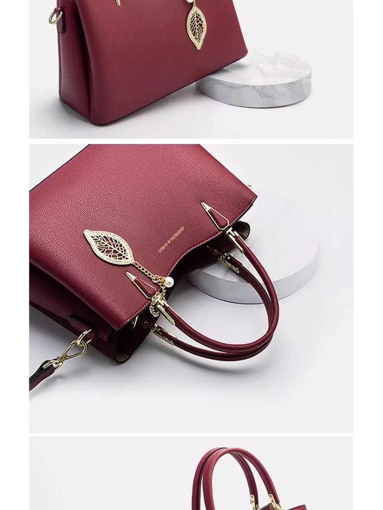 Women's Elegant Red Wedding Handbag - Premium Leather Mother-in-Law Bag