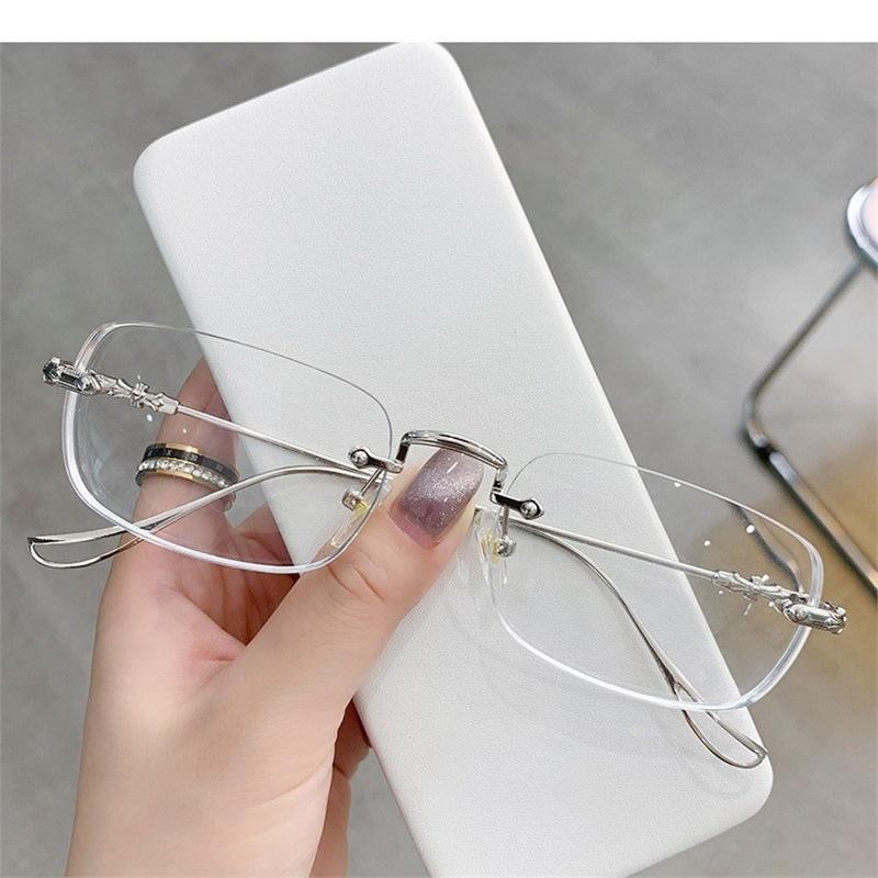 Photosensitive discoloration Ultra-light frameless trimmed reading glasses Fashion business Anti-blue light reading glasses for the elderly