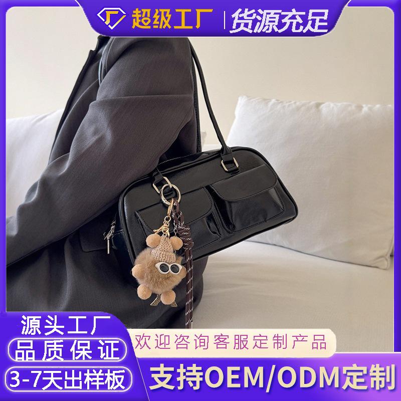 Customized Tote Bag Hot Sale Large Capacity Korean Version Women's Shoulder Underarm Oil Wax Leather Bag Double Bag Casual Portable