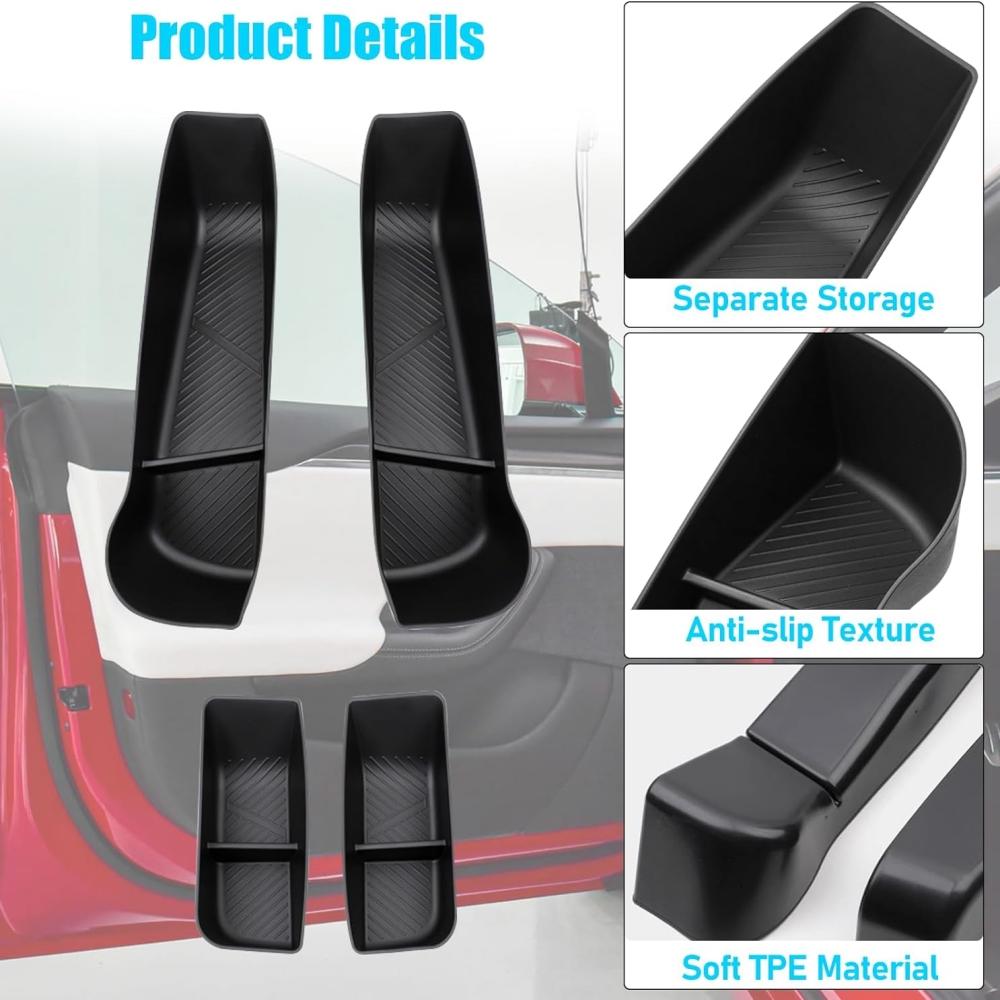 Door Side Storage Box Front Rear Door Handle Armrest Tray Organizer For Tesla Model 3 Model Y Model S Model X 2025 Highland