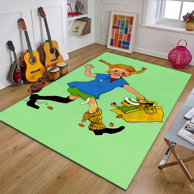 Pippi Langstrumpf Polyester Teppich, Weiche Indoor Matte für Bürostuhl, Wohnzimmer, Schreibtisch - Dekoratives Home Office Teppich Design