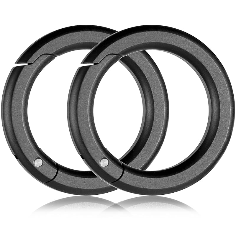 

[TIMULTI] round shape carabiner key ring Fashionable Made of aluminum lightweight small size one touch storage Load capacity 10Kg (aluminum black *2