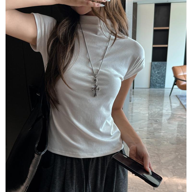 Women S Fitted Short Sleeve Half High Neck T Shirt Elegant Inner Wear