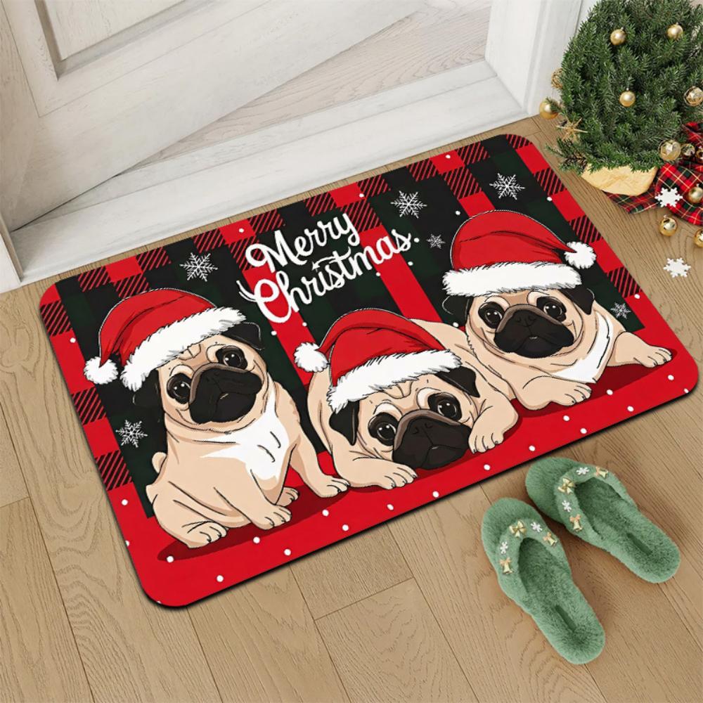 Santa Welcome Snowflake Door Mat front porch patio sliding door cabin backyard Merry Christmas household decor floor mat gift