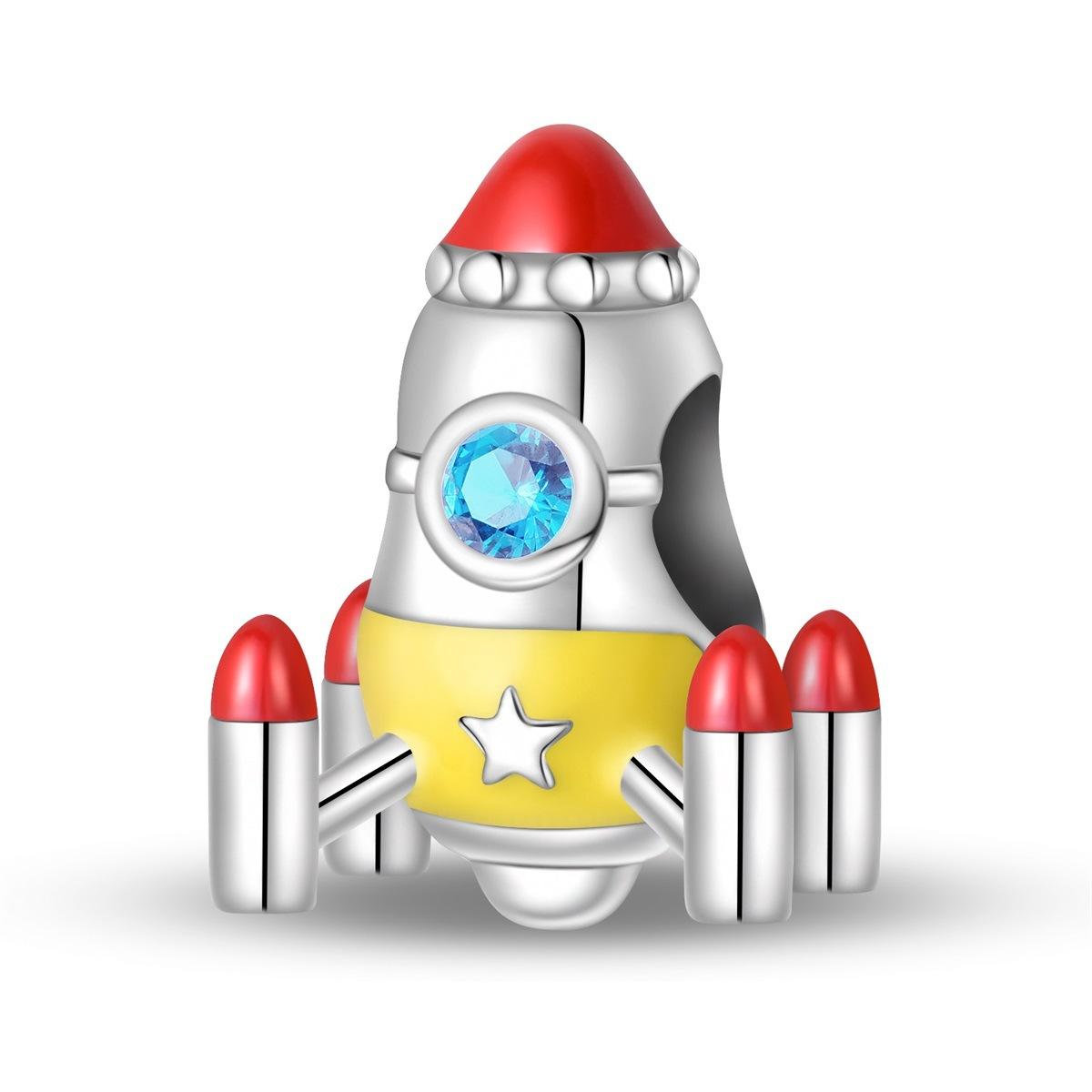 

DIY Bracelet Accessories Space Travel Theme Beads 925 Silver Rocket Charm Pendant Creative Bead Stringing Supplies