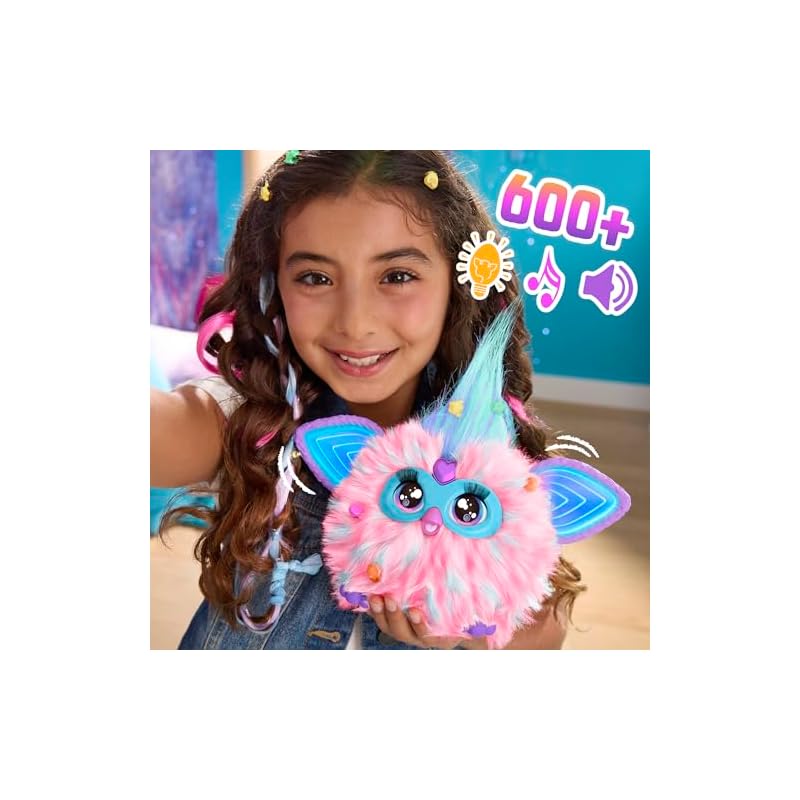 Hasbro Furby Zuckerwatte Rosa und Blau Sprachaktiviertes Interaktives Spielzeug für Jungen und Mädchen ab 6 Jahren mit 15 Mode-Accessoires, Animatronisch, Motorisiert