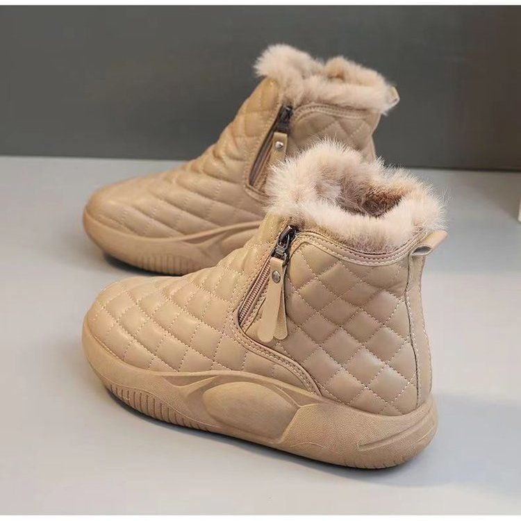 

Женские зимние сапоги 2025 новая модная теплая хлопковая обувь с набивным утолщением водонепроницаемые короткие сапоги детская обувь 40 хаки