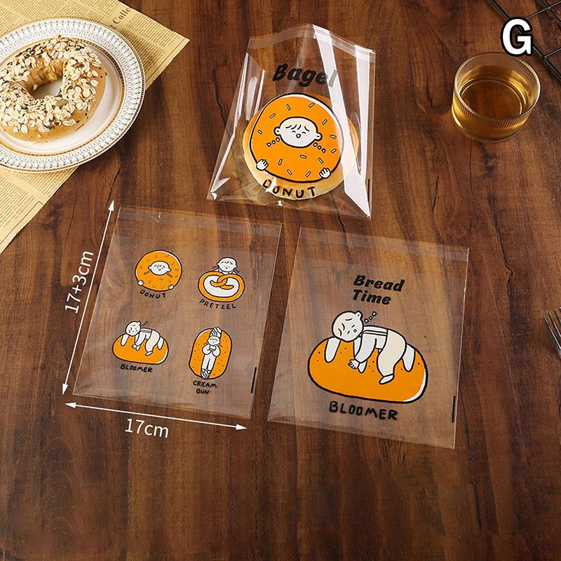 

Cartoon Bread Storage Bags Self-Sealing Clear Plastic Packaging Bags For Sliced Bread Donuts Bagels Buns Resealable Bakery